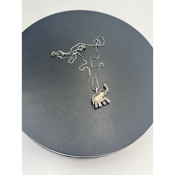 JWBR Solid Sterling Silver Diamond Elephant Trunk Up‎ Lucky Pendant Necklace - Picture 9 of 11